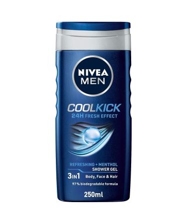 NIV.EA MEN Cool Kick 250ml Body Wash| Shower Gel for Face Body & Hair| Refreshing Icy MENthol|24 H Freshness |For All Skin & Hair Types