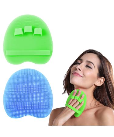 INNERNEED Silicone Body Scrubber Gentle Exfoliating Glove Shower Brush Soft Bristles - Improves Skin's Health and Beauty (Pack of 2) 2nd generation Light Blue+green