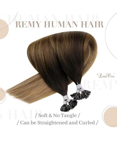 Real Hair Bonding Extensions Balayage - Darkest Brown to Ash Blonde Ombre | 45cm Remy Keratin U Tips | 50 Strands #2/6/18 - Buy Online on GoSupps.com