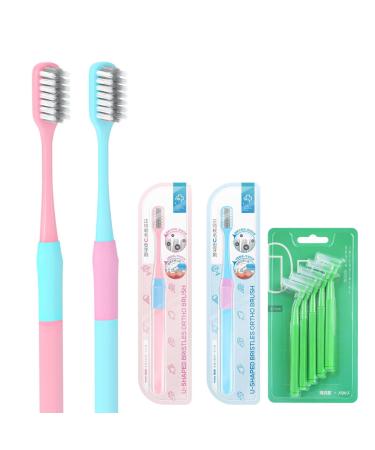 Y-Kelin U-Shaped Orthodontic Toothbrush Soft Bristle(4pcs) with L-Shaped Interdental Brush(10pcs) Orthodontic Brush
