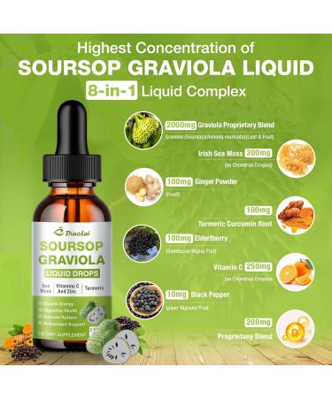 2 Pack Soursop Graviola Liquid Drops - 100% Pure Organic Graviola Extract (4 Fl Oz) - Immune Support Antioxidant Rich Natural Energy Boost - Vegan Non-GMO Alcohol-Free - Buy Online on GoSupps.com