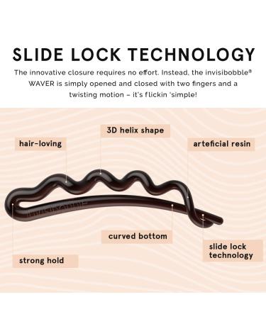 Invisibobble Waver Plus Hair Clip - Pretty Dark | 3x Hairyard for Brown Girls & Women | Large Size | Designed in Munich - Buy Online on GoSupps.com