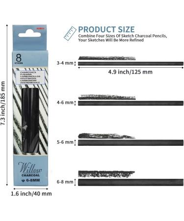 Vine Charcoal & Willow Charcoal Pencils Set for Artists Drawing - 48 PCS - Buy Online on GoSupps.com