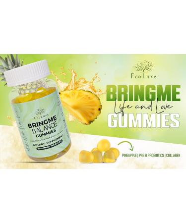 EcoLuxe BRINGME Balance Pre & Probiotic Gummies Pineapple Collagen Pre & Prebiotics for pH Balance Gut & Skin Health Digestive Wellness and Natural Odor Control Low Sugar 90 Count - Buy Online on GoSupps.com
