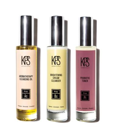 KPS Essentials Triple Cleansing Method - Deep Cleanse Brighten Exfoliate with Oil Cream & Probiotic Toner - For Radiant Refreshed Skin Suitable for All Skin Types