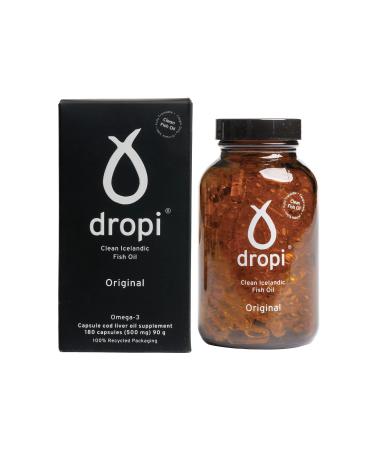 Dropi Cod Liver Oil 2000mg - Omega 3 - Extra Virgin - 180 Capsules Unflavoured 180 Count (Pack of 1)