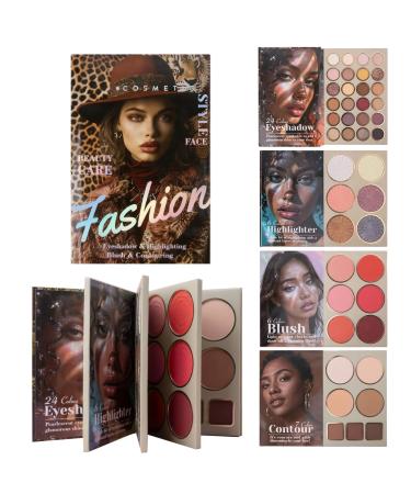 Luckxing Face Palette Matte Powder Iridescente Blush Highlighter Contour Palette and Blush Powder Booklet For Women Girls Birthday Christmas Wedding Party Meeting Shopping Holiday