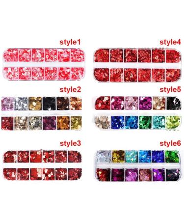 Manicure Accessories Nail Art Shiny Mixed Glitter Flakes Nail Art Sequins Nail Decoration Valentine's Day(style2) - Buy Online on GoSupps.com