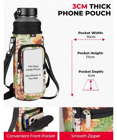 Kemimoto 750ml Water Bottle Holder - Portable Neoprene Bottle Carrier with Adjustable Shoulder Strap for Camping Cycling & Travel - Yellow - Buy Online on GoSupps.com