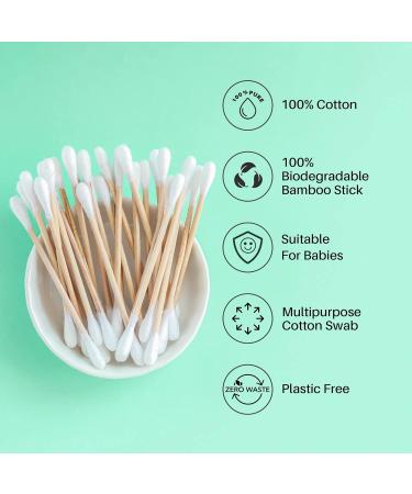 R-NEU 400 Bamboo Cotton Swabs - Dual Tipped, 100% Biodegradable, Natural Cotton Qtips (400 Count) - Ideal for Ears, Makeup, Cleaning, Home, and Baby Care - Buy Online on GoSupps.com