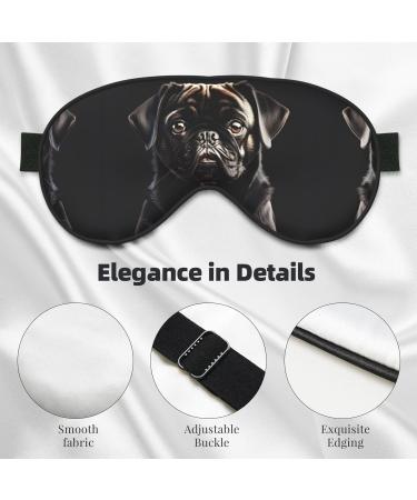 Cute Black Pug Dog Mask - Adjustable Sleep Mask for Travel Meditation & Relaxation | Soft & Breathable Blindfold - Buy Online on GoSupps.com