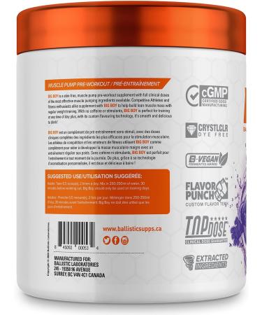 Ballistic Big Boy Pre Workout Powder | Stimulant Free Pre Workout & Stim Free Nitric Oxide Booster | L Citrulline Glycerol Agmatine Sulphate Caffeine-Free | 24 Servings (Grape Ape) - Buy Online on GoSupps.com