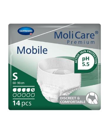 Molicare Premium Mobile disposable pants: discrete use with incontinence for women and men 5 drops size.S (60-90 cm hip circumference) 14 pieces 5 drops (14 pieces) 14 pieces