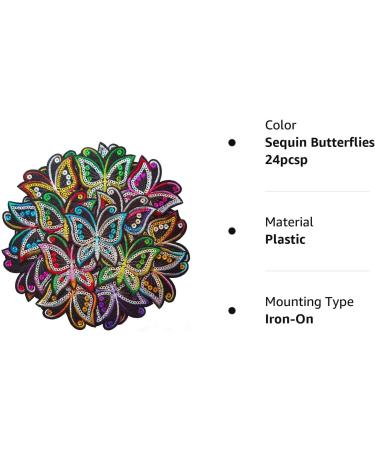 Qingxi Charm 24pcs Assorted Colors Sequin Butterfly Embroidered Patches - DIY Craft Applique for Clothes, Hats, Shoes - Sew on/Iron on - Buy Online on GoSupps.com