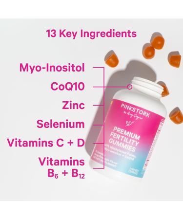 Pink Stork Premium Fertility Gummies for Women - Prenatal Conception Supplements for Her with Inositol, CoQ10, Folate and Vitamins to Support Hormone Balance, Ovulation + Menstrual Cycle, 60 Gummies - Buy Online on GoSupps.com