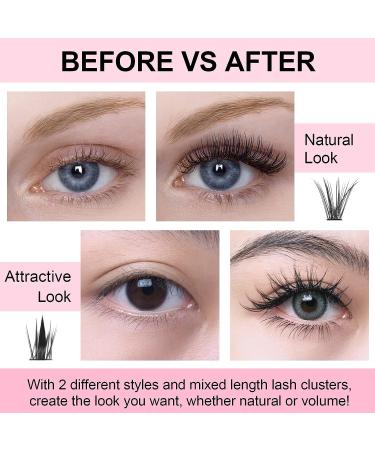 Kugge Cluster Lashes DIY Kit - 240Pcs D Curl Individual Lashes 8-16mm Mixed Length for 3D Natural Wispy Extensions at Home - Buy Online on GoSupps.com
