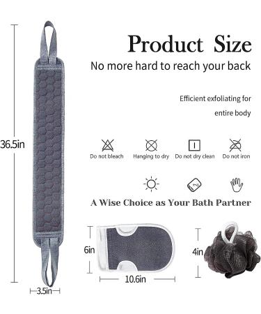 S&R PLKOP Exfoliating Body Scrubber Set - Back Scrubber, Bath Glove, Loofah Sponge - Deep Clean and Revitalize Skin - 3-Pack Grey - Buy Online on GoSupps.com