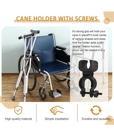 Tophoniex 4 Pack Walking Stick Holders Universal Crutches Stick Bracket Accessories Cane Holder for Drive Rollator Walker Wheelchair Black - Buy Online on GoSupps.com