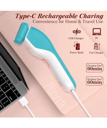 PHORRA Cordless Electric Razor for Women - IPX7 Waterproof with Aloe Strips - Painless Shaving for Legs and Underarms (Blue) - Buy Online on GoSupps.com