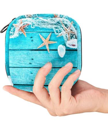 Menstruation Pad Bag with Zipper - Stylish Women's Napkin & Tampon Organizer - Summer Mussels & Starfish Design - Buy Online on GoSupps.com
