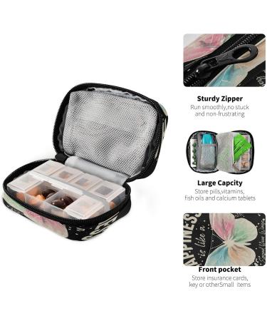 Buy Pfrewn 7-Day Watercolor Butterfly Pill Organizer - Vintage Travel Vitamin & Medicine Holder | Portable Zipper Pouch - Buy Online on GoSupps.com