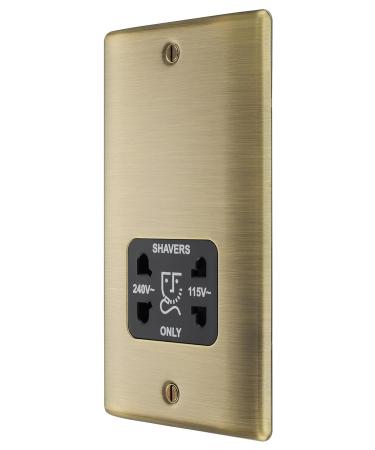 BG Electrical Dual Voltage Shaver Socket 115/240V - Antique Brass & Black Insert | International Shipping - Buy Online on GoSupps.com