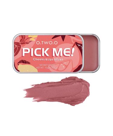 3-In-1 Lipstick Eye Shadow Repairing Rouge Natural Peach Contouring Blusher Cream Blush Cheek Rouge Face Contour Cheek Face Makeup Cosmetics (D 10g) D 0.40 Ounce (Pack of 1)