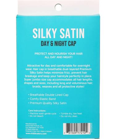 KISS Colors & Care Silky Satin Jumbo Black Cap - Hair Bonnet for All Hair Types | Prevent Frizz, Breakage & Dryness - Buy Online on GoSupps.com