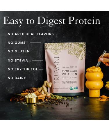 Truvani Organic Vegan Vanilla Chai Protein Powder - 20g Plant Based Pea Protein for Women and Men - Non GMO, Gluten Free, Dairy Free (20 Servings) - Buy Online on GoSupps.com