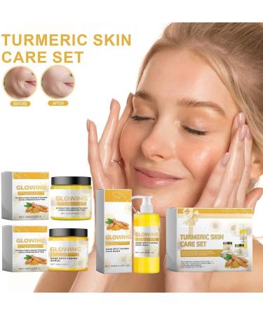 Glow Combo Skin Care Set 3 In 1 Turmeric Combo Skincare Set Turmeric Skin Care Kit Natural Exfoliation and Hydration Brighten Skin (1 Set) - Buy Online on GoSupps.com