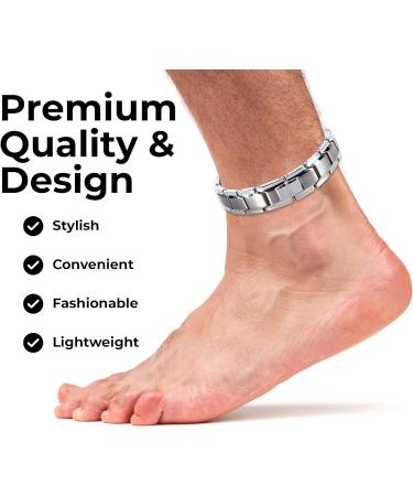 Smarter Lifestyle Elegant Titan Magnetic Therapy Foot Chain for Pain Relief - Silver 10.2 inch (Pack of 1) for Men & Women - Arthritis & Carpal Tunnel Support - Buy Online on GoSupps.com