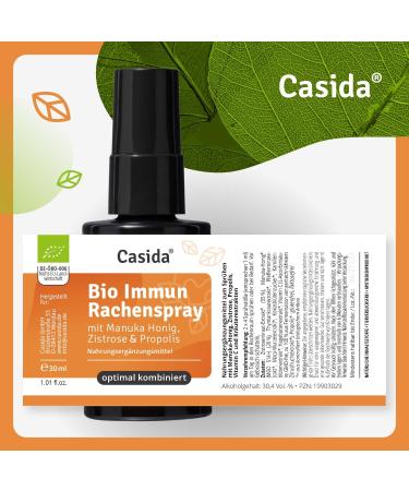  Casida Casida Bio Immun Throat Spray with Propolis Manuka Honey Rockrose and Vitamin C spray with real Manuka honey natural and organic 30 ml - Buy Online on GoSupps.com