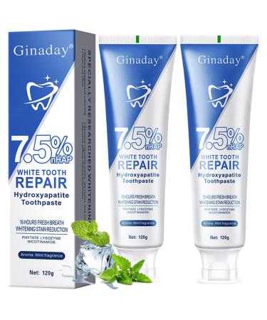 2Pack Hydroxyapatite Toothpastes for Enamel Protection and Tooth Strengthening Fluoride-Free Toothpaste for Sensitive Teeth Gentle Mint Fresh Breath for Oral Health