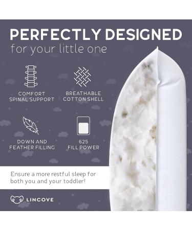 Lincove Canadian Down Toddler Pillow - 800 Fill Power - 100% Cotton Shell - 400 Thread Count - 13x18 - Perfect for Kids Travel, Nap Time, Toddler Cot, Crib, Bed - Buy Online on GoSupps.com