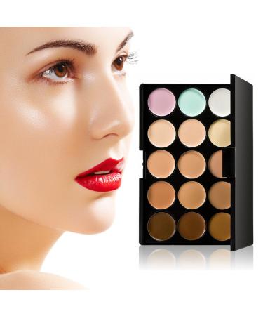 JewelryWe 15 Colors Concealer Makeup Palette | Contouring Kit with Blender & Brush | International Shipping Available - Buy Online on GoSupps.com