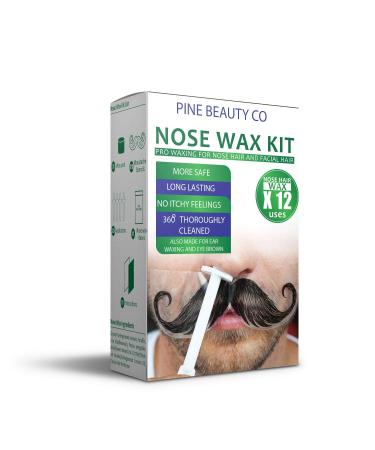 Nose Wax Kit for Men and Women, Hair Removal Waxing Kit for Nose, Ear and Eye-brow Hair Removal with Safe Tip 24 Applicator, Quick, Easy and Painless (80g/ 12 Times Uses Count) by PINE BEAUTY CO