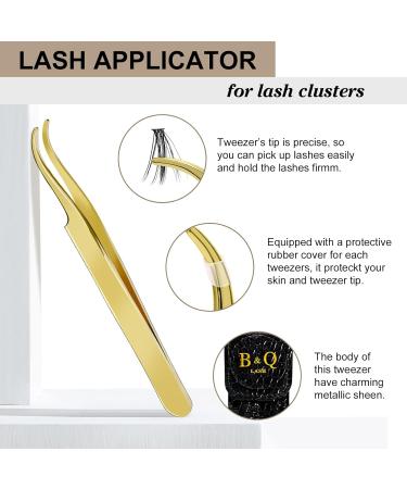 Eyelash Applicator - Rust-Free Eyelash Tweezers for Easy Application | Golden Eyelash Pliers with Brush - 1 PC for Artificial Eyelashes - Buy Online on GoSupps.com