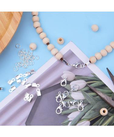 500pcs Silver Jewelry Making Kit with Cord End Caps, Jump Rings, and Lobster Claw Clasps - Buy Online on GoSupps.com