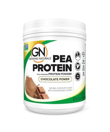 Plant Based Protein, Chocolate Gold Standard Raw Pea Protein Powder - Growing Naturals - Non-GMO, Vegan, Gluten-Free, Keto Friendly, Shelf-Stable (Chocolate Power, 1 Pound (Pack of 1)) Chocolate Power 15.8 Ounce (Pack of