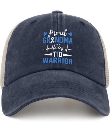 T1D Proud Grandma Diabetes Awareness Baseball Cap - Adjustable Insulin Pancreas Hat for Women | Funny Purple Blue Design | One Size - Buy Online on GoSupps.com