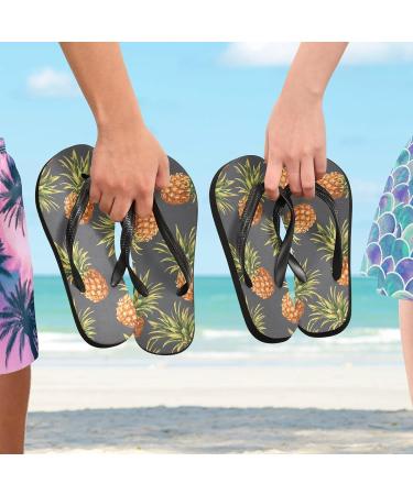 Mnsruu Gray Pineapple Flip Flops - XXL Comfort for Home Hotel Spa & Travel | Unisex Men & Women - Buy Online on GoSupps.com