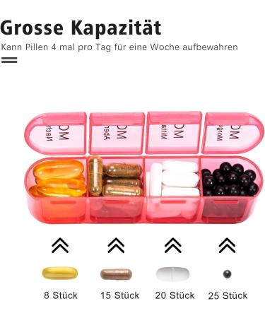 7-Day Pill Organizer with 4 Compartments | Weekly Medication Box - Portable Tablet Storage (Removable Blue Housing) - Buy Online on GoSupps.com