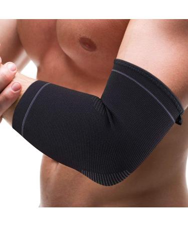 Elbow Brace Compression Support Sleeve Pair - Pain Relief for Tendonitis Tennis & Golf Elbow Arthritis | Workout Protection - Black Large - Buy Online on GoSupps.com