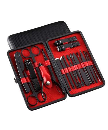 OPKDE 18 in 1 Nail Art Manicure Tools Pedicure Kit Scissor Tweezer Ear Pick Utility Toe Nail Clipper Facial Care Tool New(01)