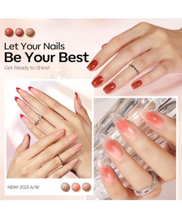 Modelones Gel Nail Polish 6 Colors Jelly Gel Polish Transparent Sheer Nude Neutral Nail Polish Soak Off UV Gel Nail Kit DIY Nail Art Salon Manicure Gifts for Women Girls Jelly Nude - Buy Online on GoSupps.com