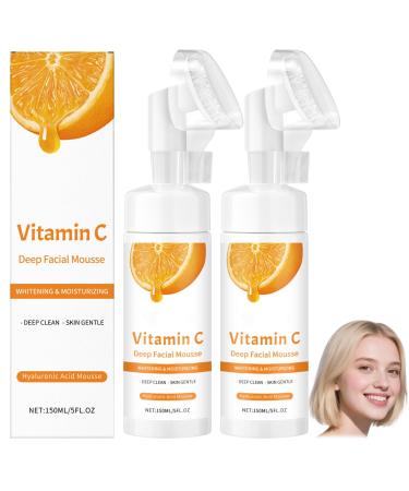 YUNFAX Vitamin C Deep Facial Mousse whitening & moisturizing facial cleanser with hyaluronic acid and aloe vera gentle foaming cleanser for deep cleansing skin radiance and barrier strength 150 ml 2 2 pieces