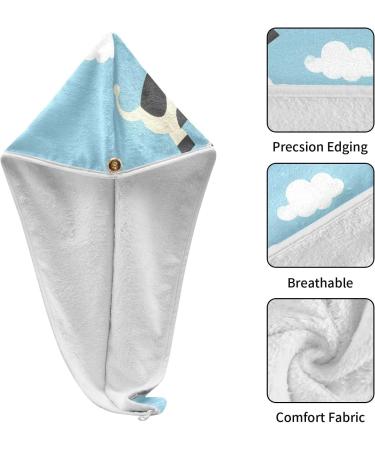 Cows White Clouds Hair Towel 2 Pack | Super Absorbent Quick Dry Hair Turbans for Women & Girls - Buy Online on GoSupps.com