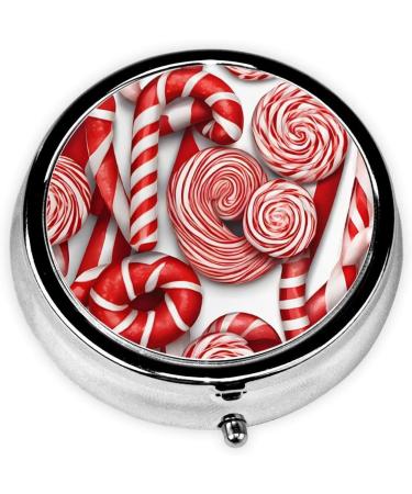 Buy Decorative Round Pill Box - 3 Compartment Travel Organizer for Candy Canes & Vitamins | Portable Mini Medicine Case - Buy Online on GoSupps.com