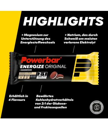 Powerbar Energize Original Cookies & Cream - High Carb Energy Bar 15x55g | C2MAX with Magnesium & Sodium - Ideal for Endurance & Performance - Buy Online on GoSupps.com