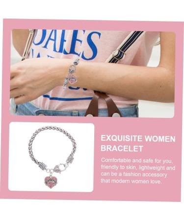 VALICLUD 2pcs Heart Rhinestone Bracelet Delicate Heart Bracelet Crystal Bracelets Birthday Gift Bracelet for Couples Girls Gifts Graduation Supply Decor Zinc Alloy Heart-shaped Miss Jewelry 21.5X3X1CMx4pcs Pinkx4pcs - Buy Online on GoSupps.com